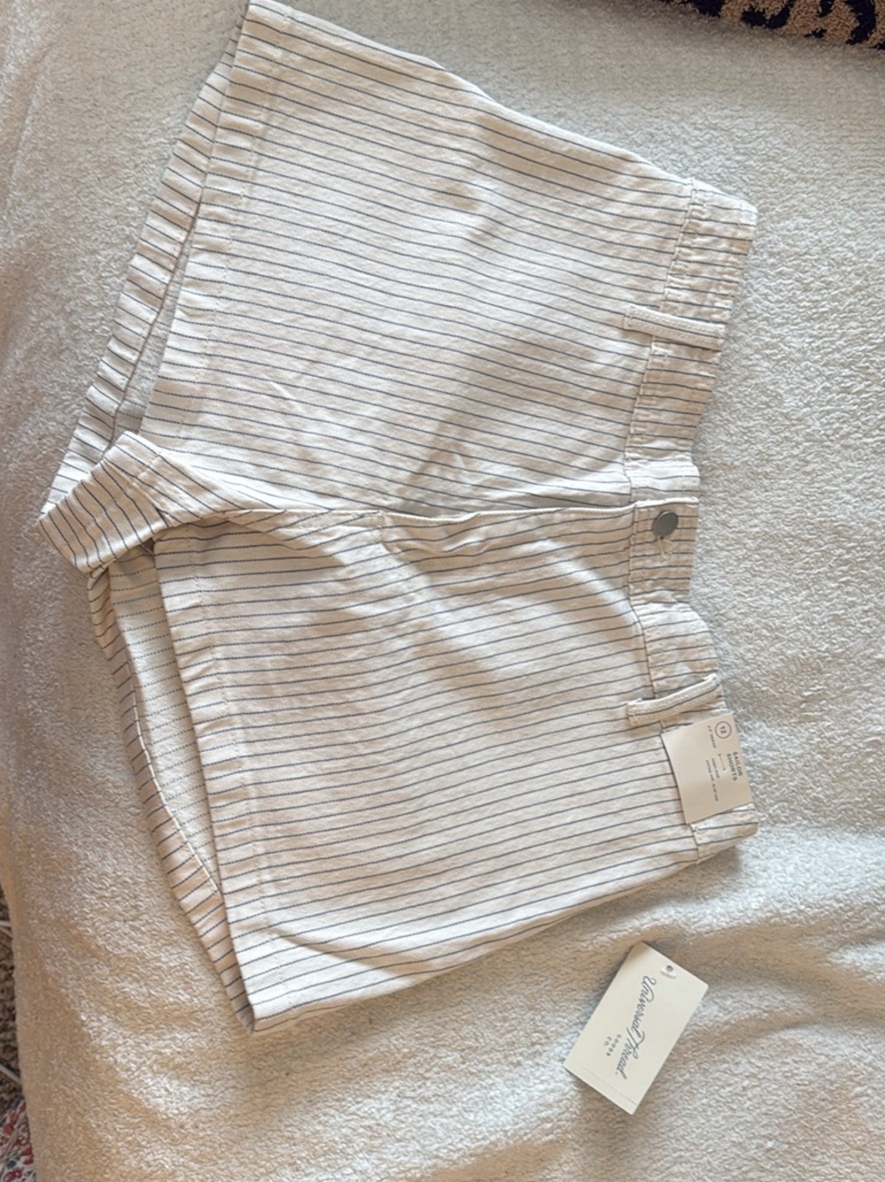 Universal Thread White Shorts with Navy Pinstripes